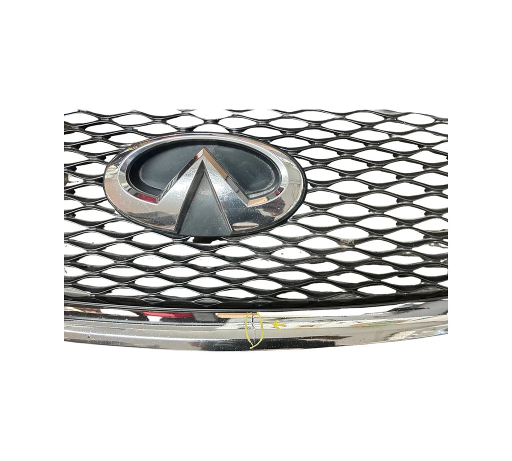 Infiniti Q50 (2014-2017) OEM Front Bumper Upper Grille W/Emblem (Small Crack) 62310-4HB0A INFINITI