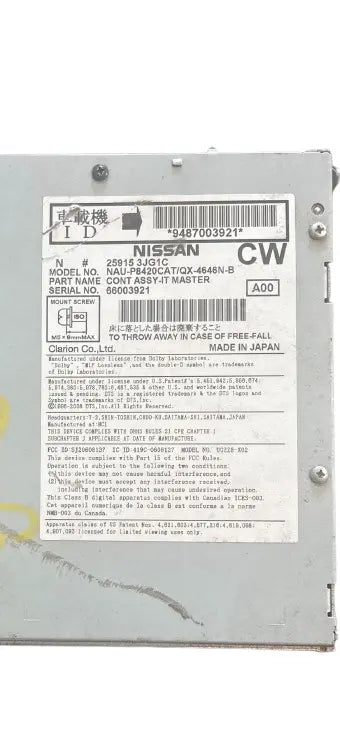 INFINITI QX60 JX35 2016 Radio CD Player & AC Temperature Control (25915-3JG1C)  OEM