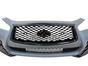 Infiniti Q50 2018–2020 Front Bumper Complete Kit – Sport Style – Upper Black Grille + Lower Grille + Black Emblem + Fog Light Covers – New Aftermarket