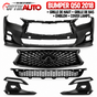 OptikAuto Q50 Sport style complete aftermarket bumper kit, black grille emblem and fog light covers